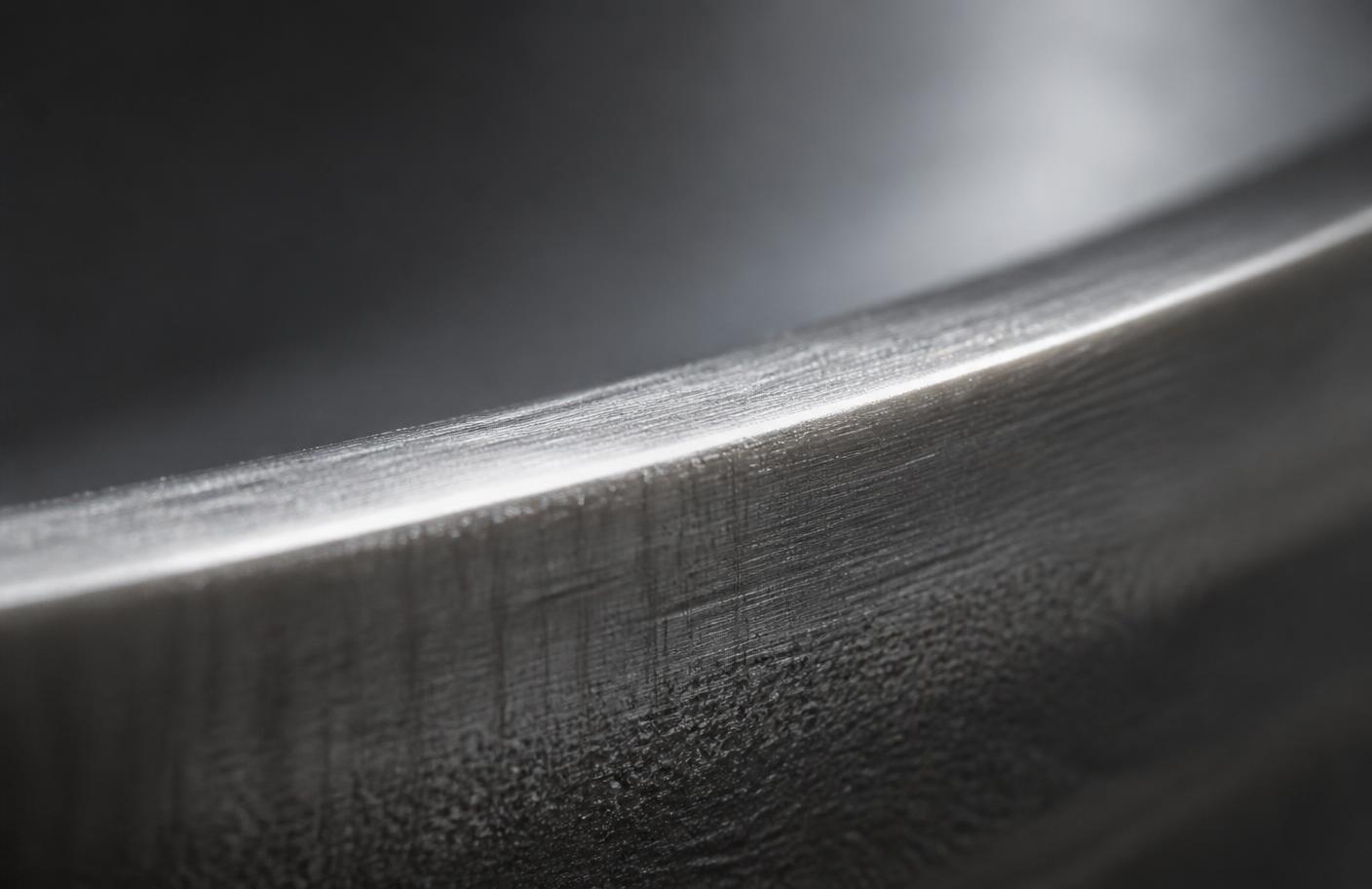Macro del canto de una superficie de plata cepillada